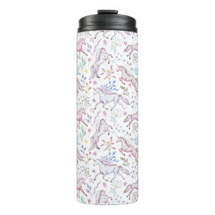 BlumenAquarell-Einhorn-Muster Thermosbecher