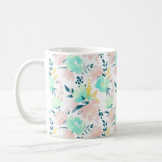 BlumenAquarell-Muster Kaffeetasse (Links)
