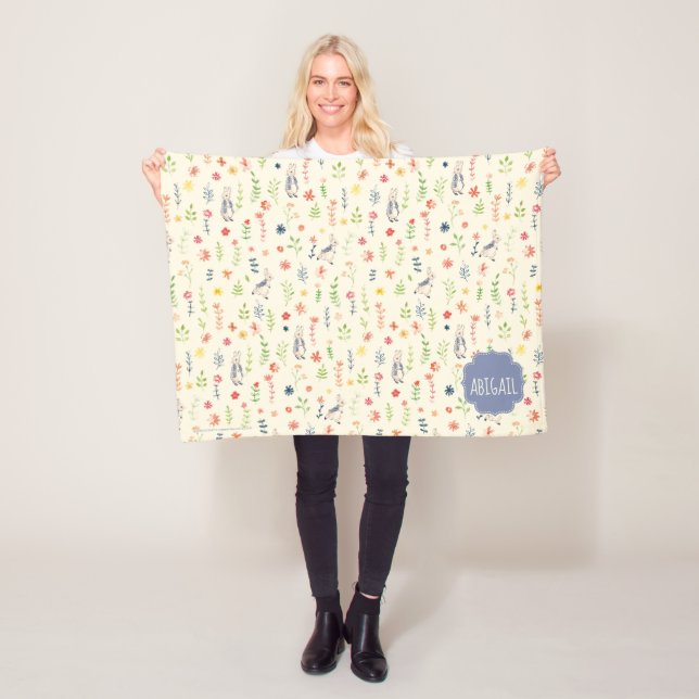 BlumenAquarell-Muster Peter-Kaninchen-| Fleecedecke (Beispiel)