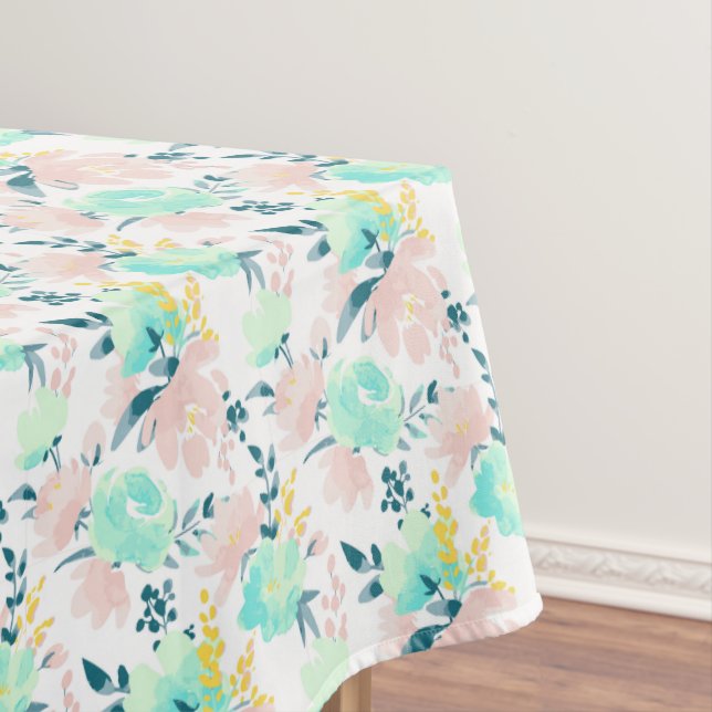 BlumenAquarell-Muster Tischdecke (Beispiel)