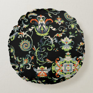 Blumenarabische Ornamente: Nahtlos traditionell Rundes Kissen