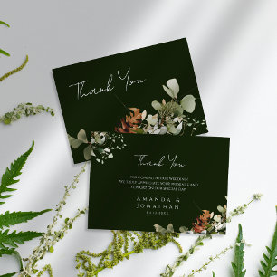 Blumenarrangements für Wasserfarben Grüne Hochzeit Dankeskarte