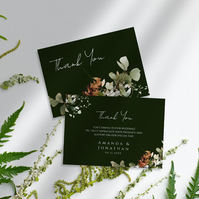 Blumenarrangements für Wasserfarben Grüne Hochzeit Dankeskarte (Von Creator hochgeladen)