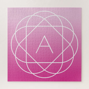 Blumenartiges geometrisches Monogramm   Rosa schat Puzzle