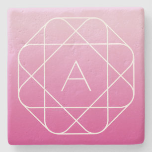 Blumenartiges geometrisches Monogramm Rosa schat Steinuntersetzer