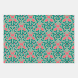 Blumenast-Wrapingpapier Flachblatt-Set aus 3 Geschenkpapier Set