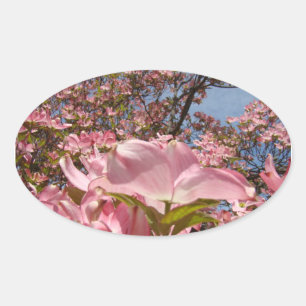 Blumenaufkleber Pink Dogwood Floral kundenspezifis Ovaler Aufkleber
