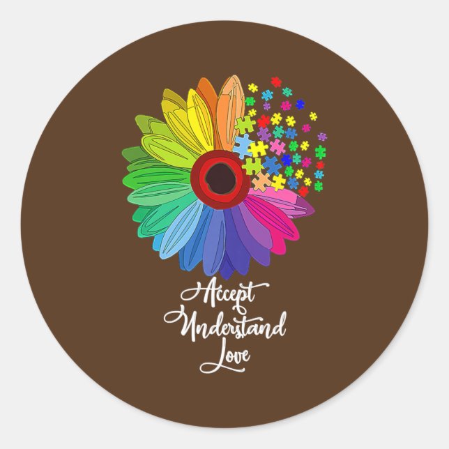 Blumenautismus Bewusstsein Daisy Blume für Männer Runder Aufkleber (Vorderseite)