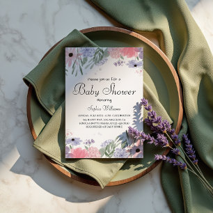 Blumenbaby-Dusche - Elegante Aquarellfarben-Blume Einladung