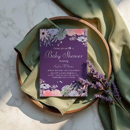 Blumenbaby-Dusche - Elegante Aquarellfarben-Blume Einladung