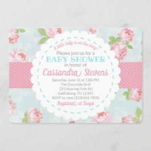 Blumenbaby-Dusche Shabby Chic Einladung