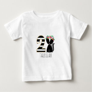Blumenbaby-Stinktier-Streifen-zweites Baby T-shirt