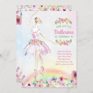 Blumenballerina-Geburtstags-Party Einladungen