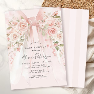 Blumenband rosa Blumen elegante Mädchen Babyparty Einladung