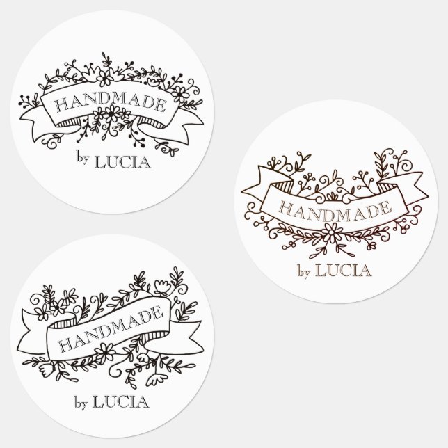 Blumenbanner, elegantes Drehbuch handgefertigt Etiketten (Gruppe)