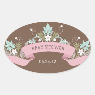 Blumenbanner Pink Babydusche Aufkleber