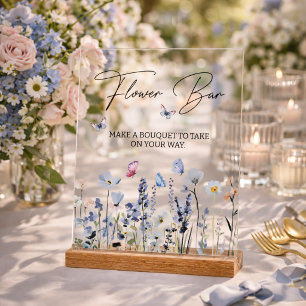 Blumenbar Blaue Glocken Wildblumen Brautparty Acrylschild