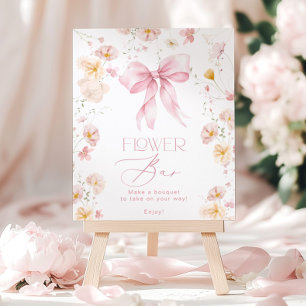 Blumenbar Pink Schleife Floral Blute Bar Poster