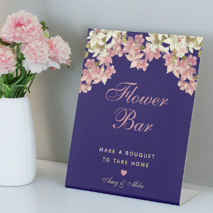 Blumenbar Rosa Blumen Navy Blau Orchideen Schrift  Sockelschild