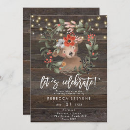 Blumenbär rustikal, Geburtstag feiern Einladung