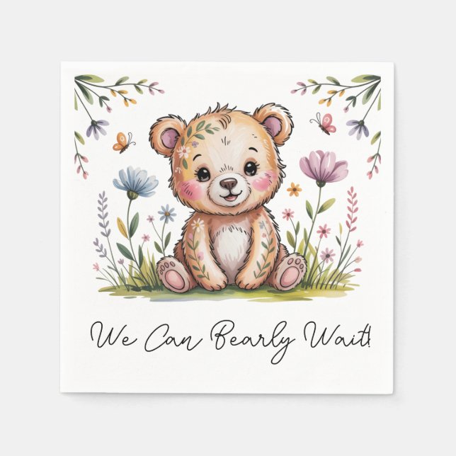 Blumenbär wir können frühzeitig abwarten Baby-Dusc Serviette (Vorderseite)