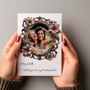 Blumenbarocke Vorschlag für ein ovales Foto Brides Einladung