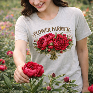 Blumenbauer Vintage Pfingstrosenstrauß Rustikale B Tri-Blend Shirt