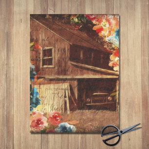 Blumenbauernhaus Vintag Rotstall Decoupage Seidenpapier
