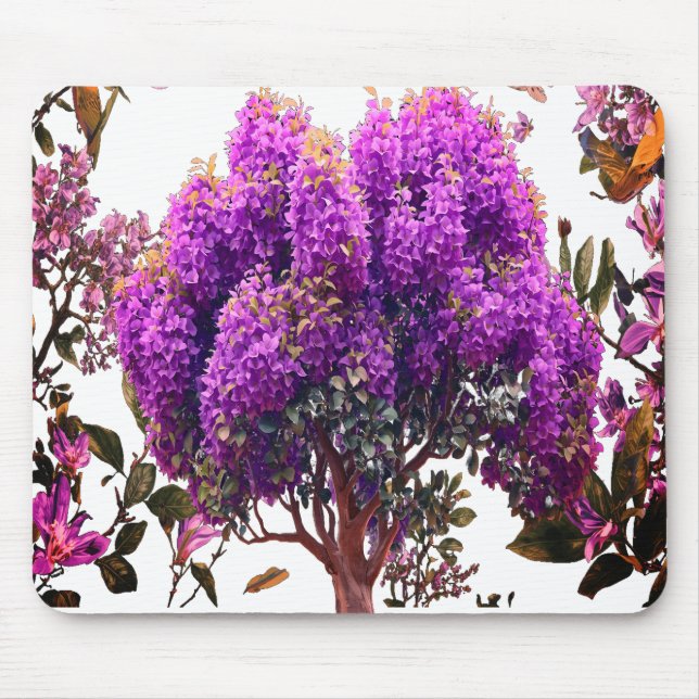 Blumenbaum-Mauspads Schmetterling und Zweige Mousepad (Vorne)