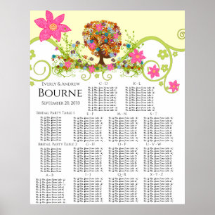 Blumenbaum Sitzplan Alphabetische Tabelle #'s Poster