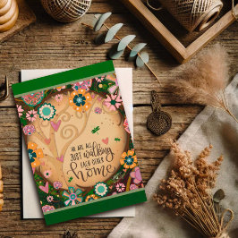 Blumenbaum zu Fuß auf der anderen Zuhause Zitat Karte