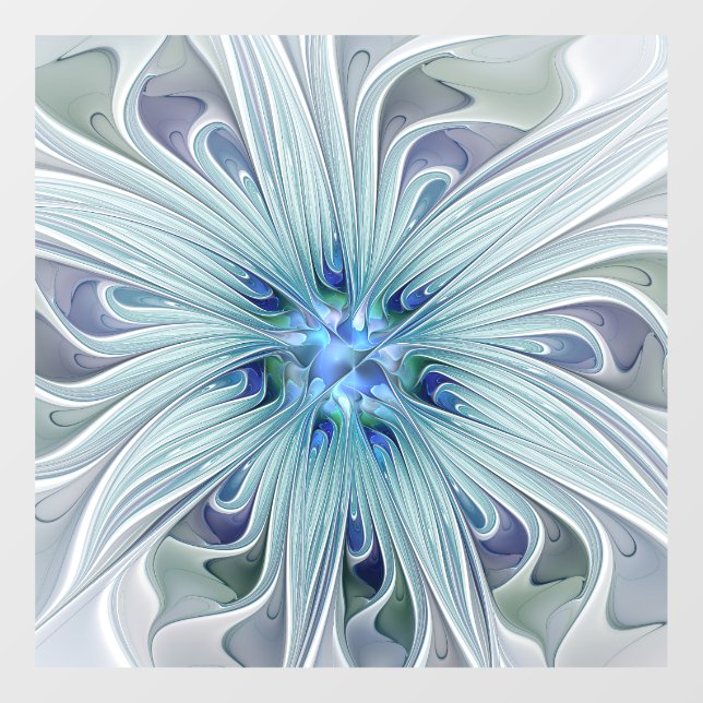 Blumenbeauty Abstrakt Moderne Blaue Pastell Blume Fensteraufkleber (Blatt)