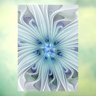 Blumenbeauty Abstrakt Moderne Blaue Pastell Blume Fensteraufkleber