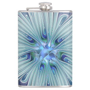 Blumenbeauty Abstrakt Moderne Blaue Pastell Blume Flachmann