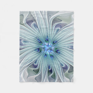 Blumenbeauty Abstrakt Moderne Blaue Pastell Blume Fleecedecke