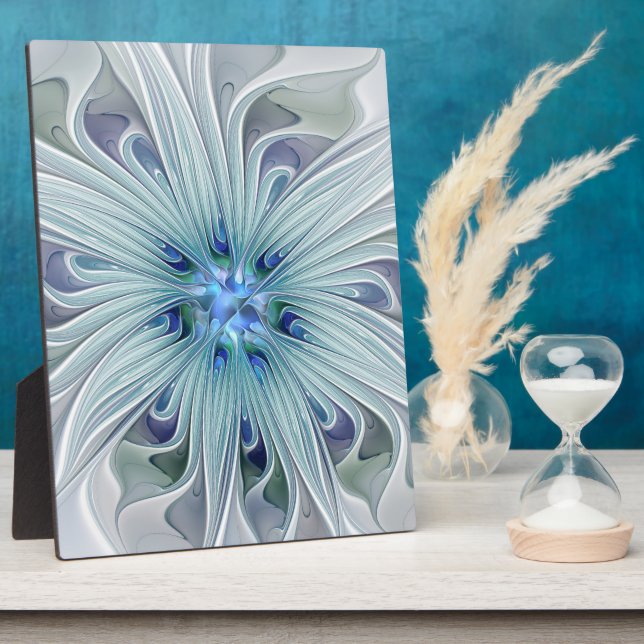 Blumenbeauty Abstrakt Moderne Blaue Pastell Blume Fotoplatte (Seite)