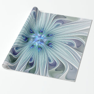 Blumenbeauty Abstrakt Moderne Blaue Pastell Blume Geschenkpapier