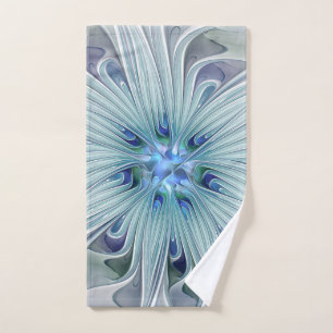 Blumenbeauty Abstrakt Moderne Blaue Pastell Blume Handtuch