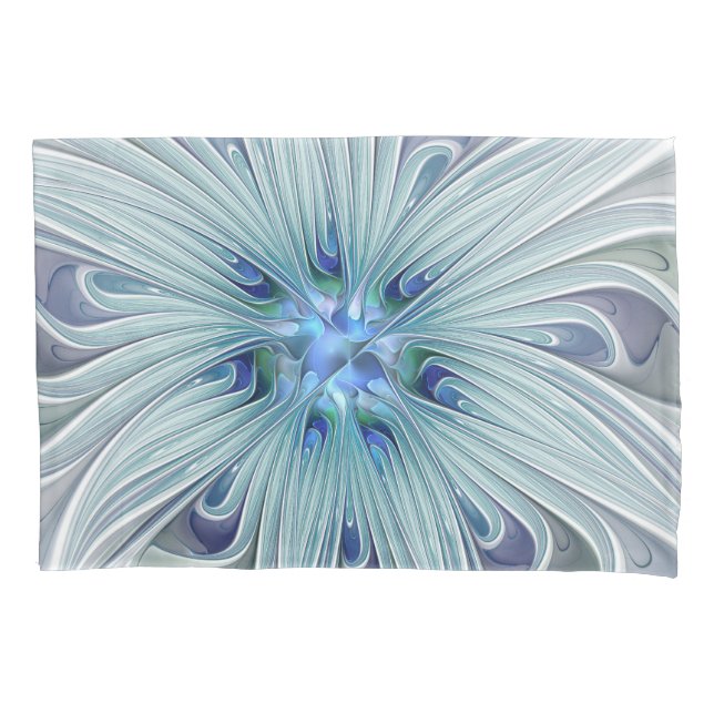 Blumenbeauty Abstrakt Moderne Blaue Pastell Blume Kissenbezug (Vorderseite)