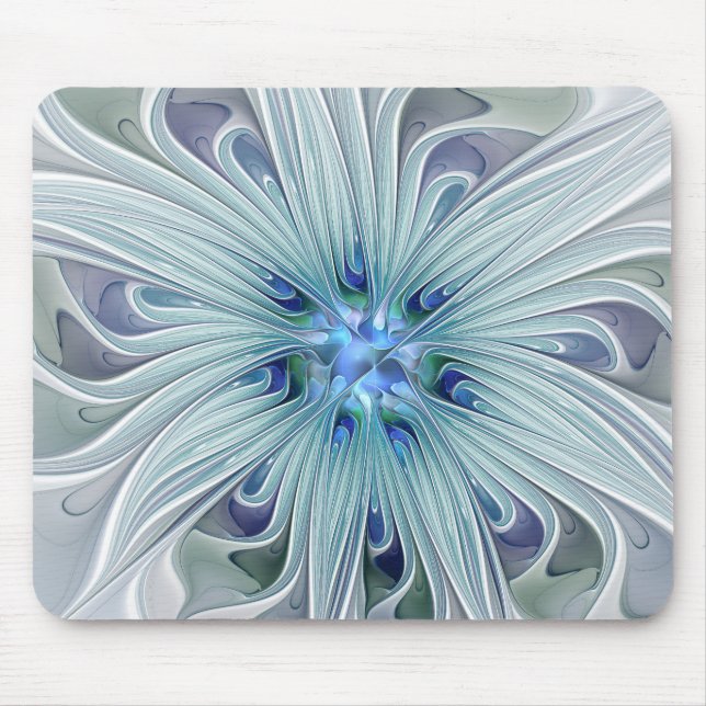 Blumenbeauty Abstrakt Moderne Blaue Pastell Blume Mousepad (Vorne)