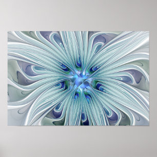 Blumenbeauty Abstrakt Moderne Blaue Pastell Blume Poster