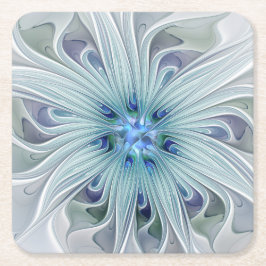 Blumenbeauty Abstrakt Moderne Blaue Pastell Blume Rechteckiger Pappuntersetzer