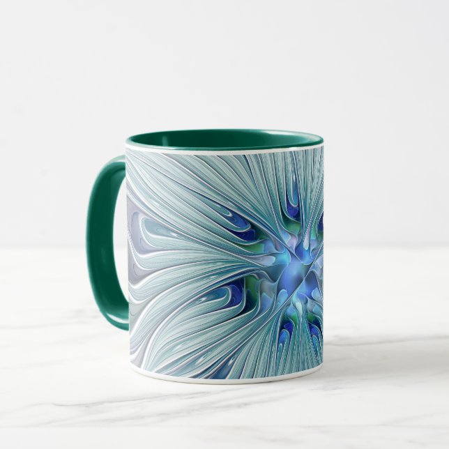 Blumenbeauty Abstrakt Moderne Blaue Pastell Blume Tasse (Vorderseite Links)