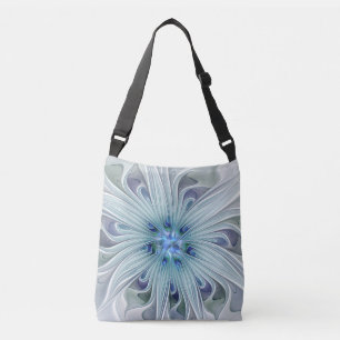 Blumenbeauty Abstrakt Moderne Blaue Pastell Blume Tragetaschen Mit Langen Trägern