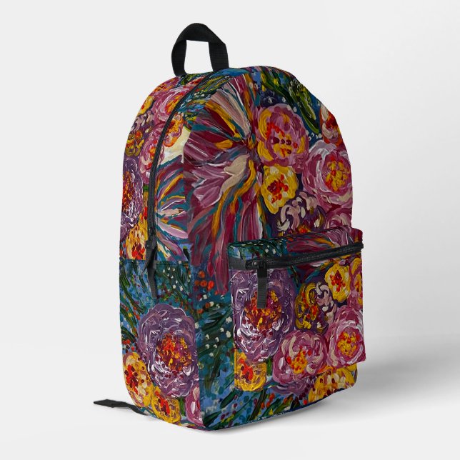 Blumenbecher Bedruckter Rucksack (Rückseitige Ecke links)