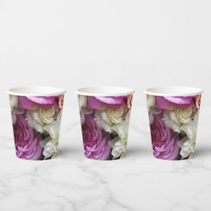 Blumenbecher mit Dahlien und Rose Pappbecher