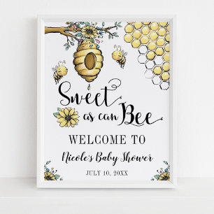 Blumenbeehive Honey Sweet Bee Baby Dusche Willkomm Poster