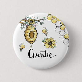 Blumenbeehive Honey Sweet Bee Baby Shooting Auntie Button