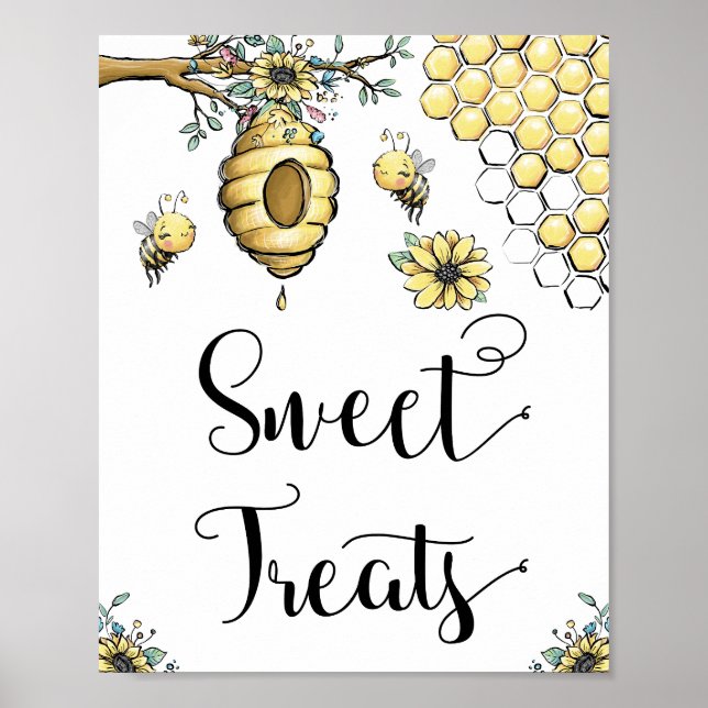 Blumenbeehive Honey Sweet Bee Sweet Leckereien Poster (Vorne)