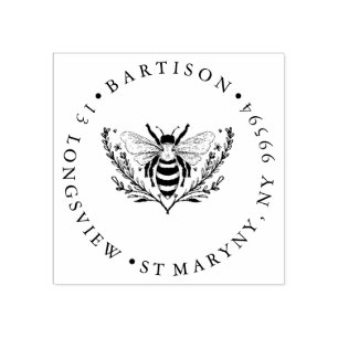 Blumenbeere RUND RÜCKSENDEADRESSE RUBBER BRIEFMARK Gummistempel